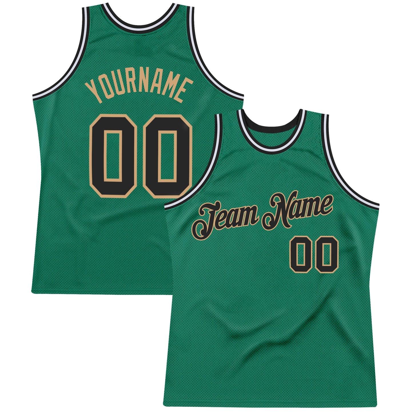 Custom Kelly Green Black-Old Gold Authentic Throwback Basketball Jersey - Sky-Custom