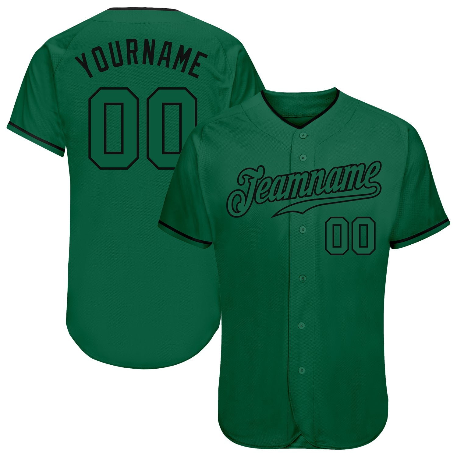 Custom Kelly Green Kelly Green-Black Authentic Baseball Jersey - Sky-Custom