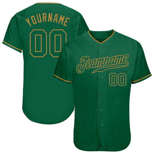 Custom Kelly Green Kelly Green-Old Gold Authentic Baseball Jersey - Sky-Custom