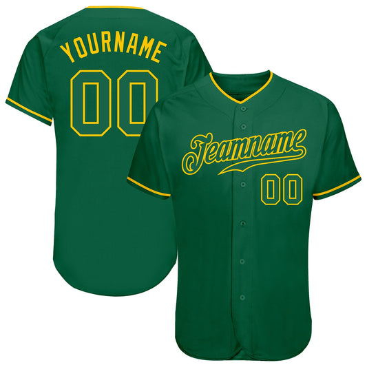 Custom Kelly Green Kelly Green-Gold Authentic Baseball Jersey - Sky-Custom
