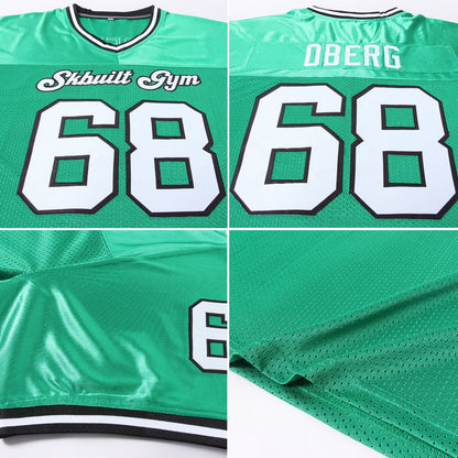 Custom Grass Green White-Black Mesh Authentic Throwback Football Jersey - Sky-Custom