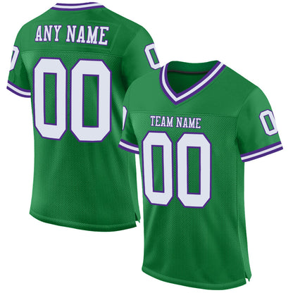 Custom Grass Green White-Purple Mesh Authentic Throwback Football Jersey - Sky-Custom