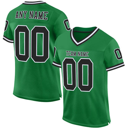 Custom Grass Green Black-White Mesh Authentic Throwback Football Jersey - Sky-Custom