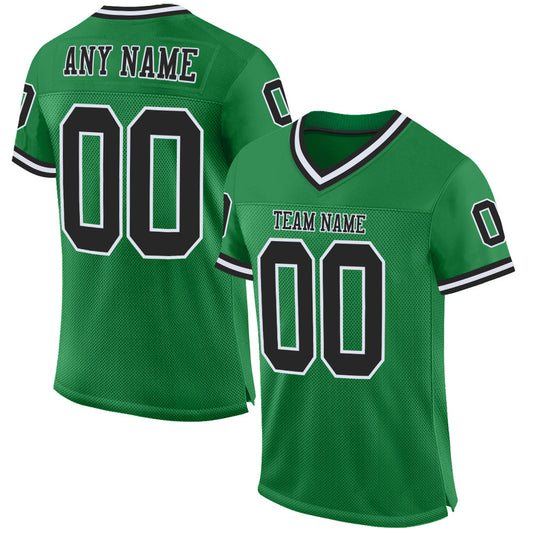 Custom Grass Green Black-White Mesh Authentic Throwback Football Jersey - Sky-Custom