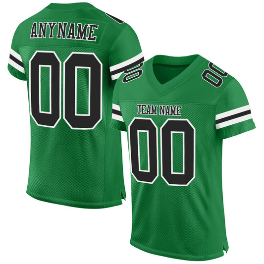 Custom Grass Green Black-White Mesh Authentic Football Jersey - Sky-Custom