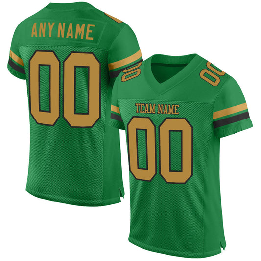 Custom Grass Green Old Gold-Black Mesh Authentic Football Jersey - Sky-Custom