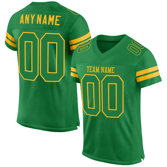 Custom Grass Green Grass Green-Gold Mesh Authentic Football Jersey - Sky-Custom