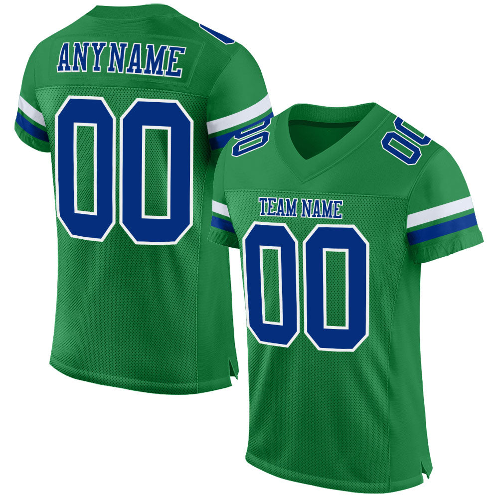 Custom Grass Green Royal-White Mesh Authentic Football Jersey - Sky-Custom