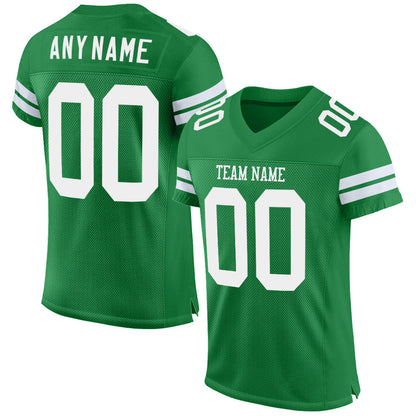 Custom Grass Green White Mesh Authentic Football Jersey - Sky-Custom