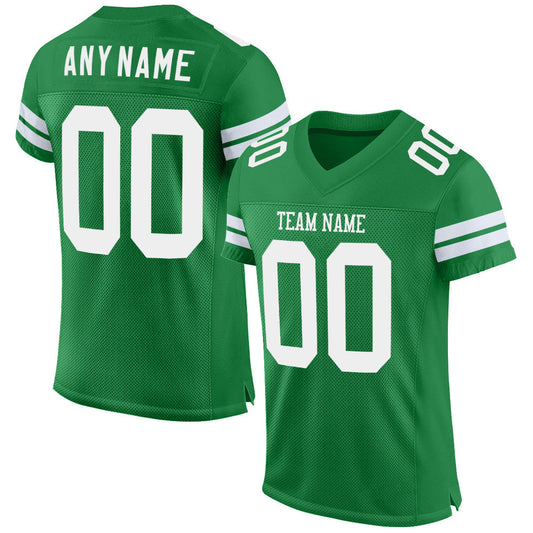 Custom Grass Green White Mesh Authentic Football Jersey - Sky-Custom
