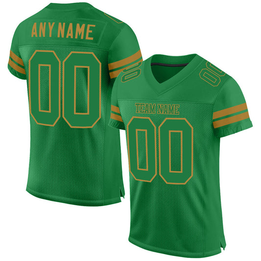 Custom Grass Green Grass Green-Old Gold Mesh Authentic Football Jersey - Sky-Custom