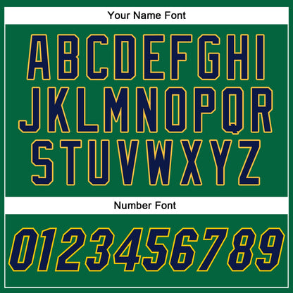 Custom Kelly Green Navy-Gold Authentic Baseball Jersey - Sky-Custom