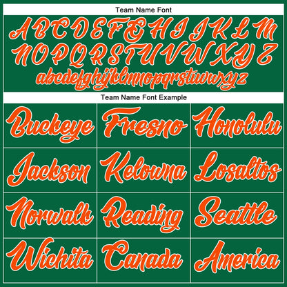 Custom Kelly Green Orange-White Authentic Baseball Jersey - Sky-Custom