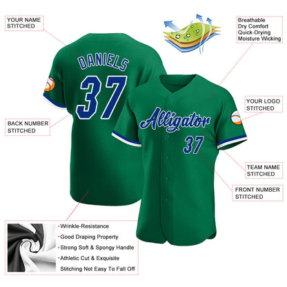 Custom Kelly Green Royal-White Authentic Baseball Jersey - Sky-Custom
