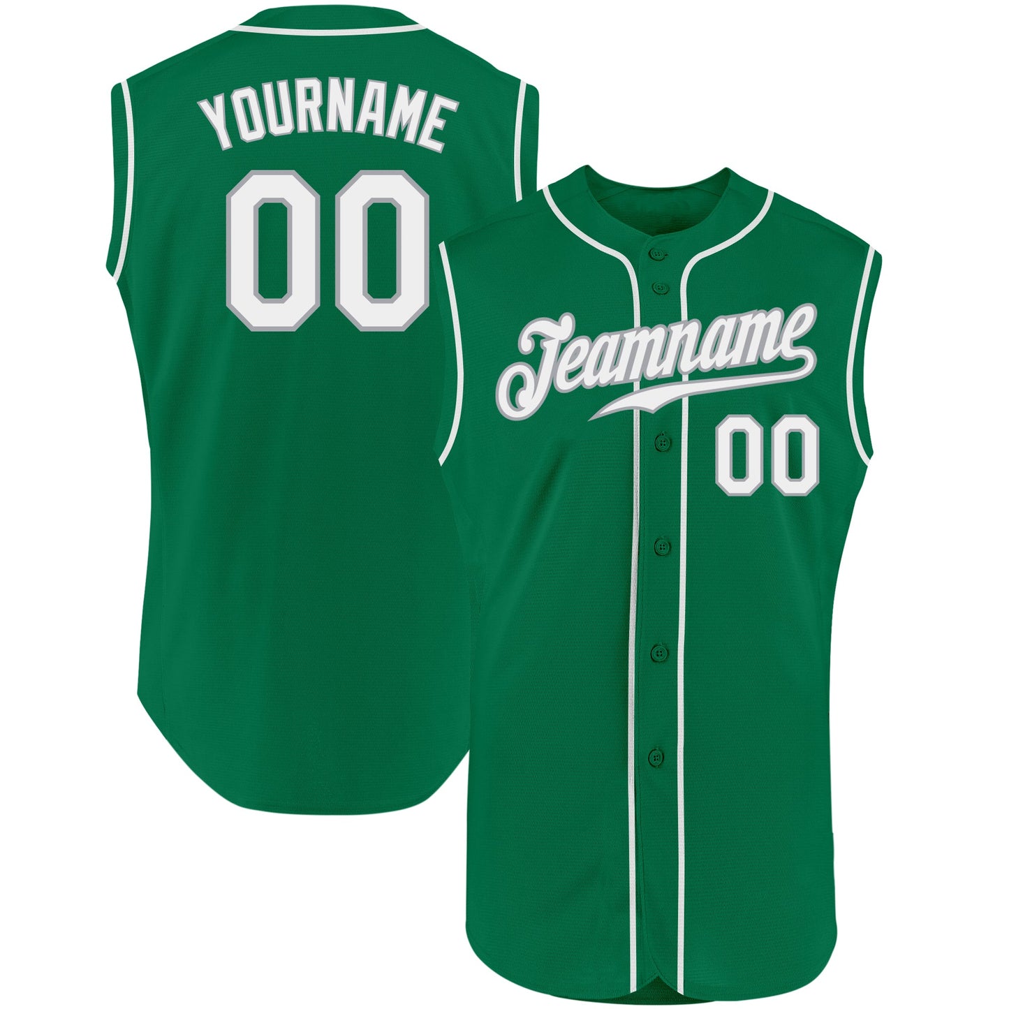 Custom Kelly Green White-Gray Authentic Sleeveless St. Patrick's Day Baseball Jersey - Sky-Custom