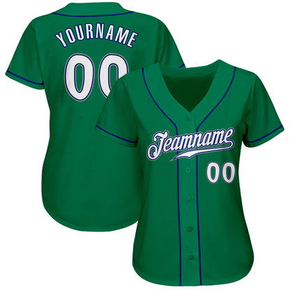 Custom Kelly Green White-Royal Authentic Baseball Jersey - Sky-Custom