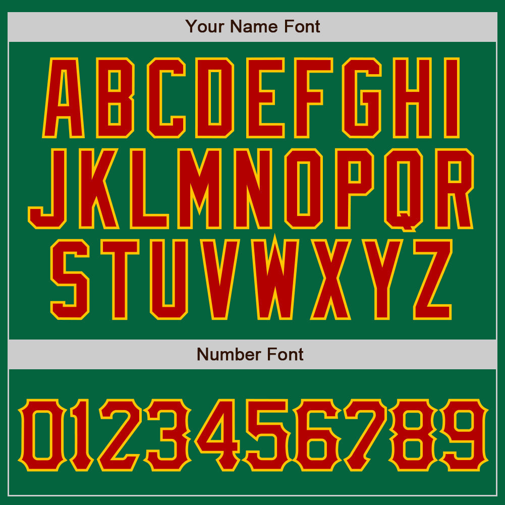 Custom Kelly Green Gold Pinstripe Red-Gold Authentic Baseball Jersey - Sky-Custom