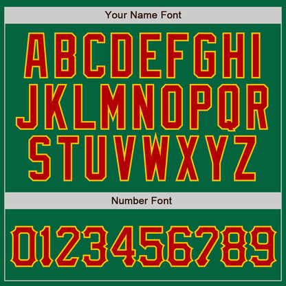 Custom Kelly Green Gold Pinstripe Red-Gold Authentic Baseball Jersey - Sky-Custom