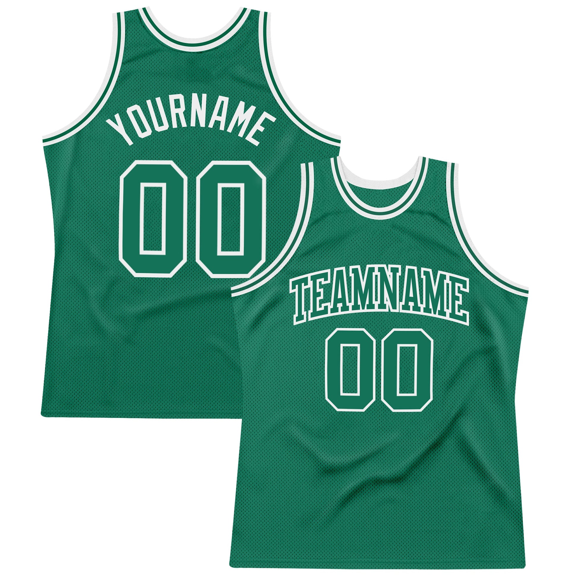 Custom Kelly Green Kelly Green-White Authentic Throwback Basketball Jersey - Sky-Custom