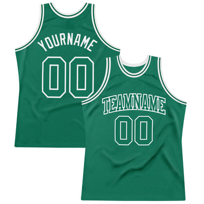 Custom Kelly Green Kelly Green-White Authentic Throwback Basketball Jersey - Sky-Custom