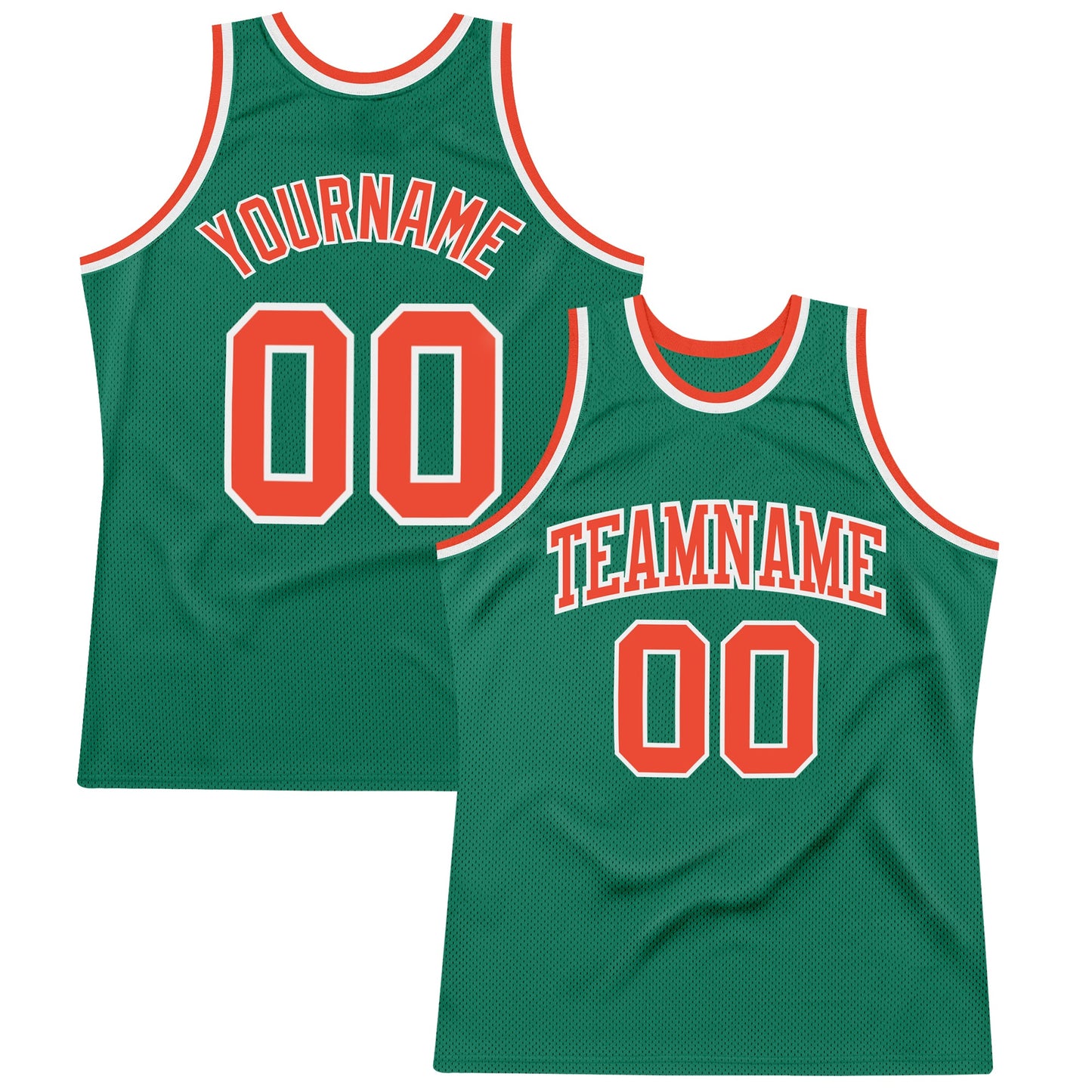Custom Kelly Green Orange-White Authentic Throwback Basketball Jersey - Sky-Custom