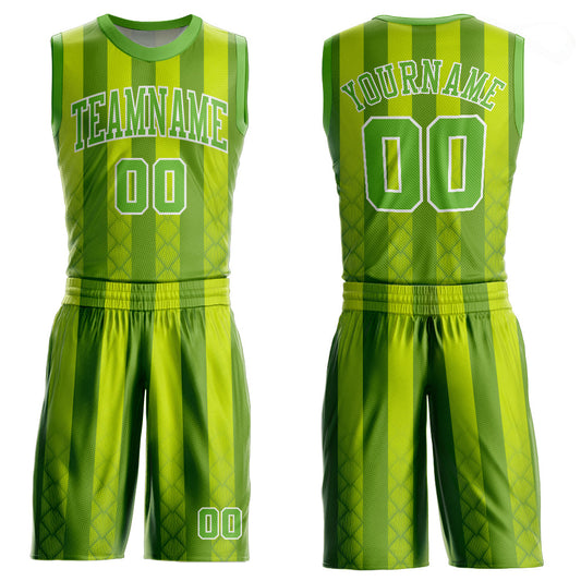 Custom Kelly Green Neon Green-White Round Neck Sublimation Basketball Suit Jersey - Sky-Custom