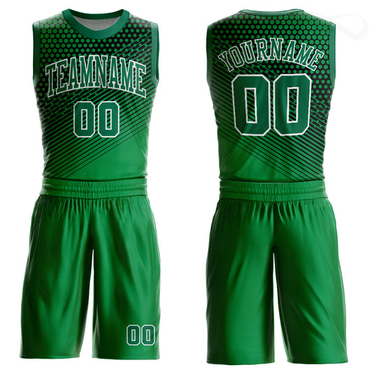 Custom Kelly Green Kelly Green-Black Round Neck Sublimation Basketball Suit Jersey - Sky-Custom