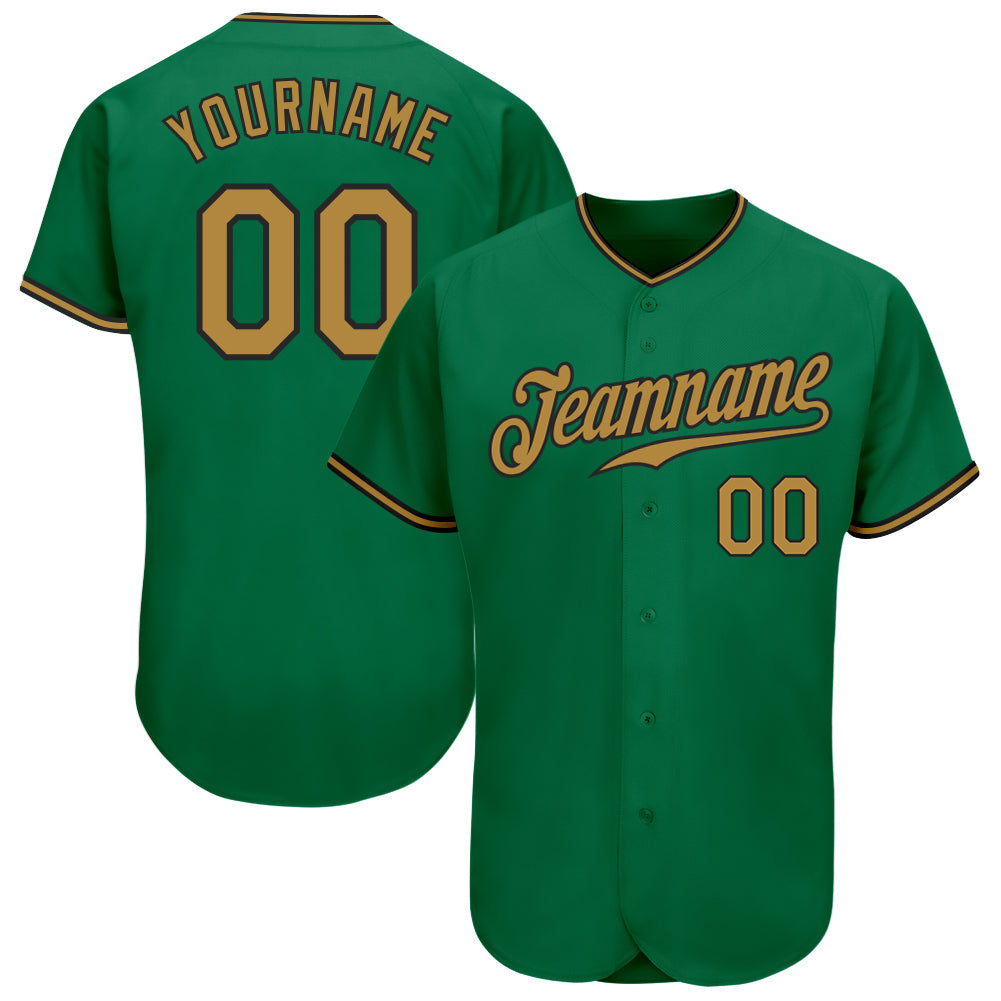 Custom Kelly Green Old Gold-Black Authentic Baseball Jersey - Sky-Custom