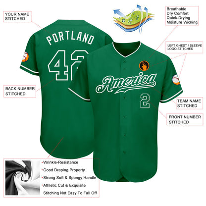 Custom Kelly Green Kelly Green-White Authentic Baseball Jersey - Sky-Custom