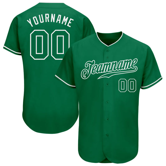 Custom Kelly Green Kelly Green-White Authentic Baseball Jersey - Sky-Custom