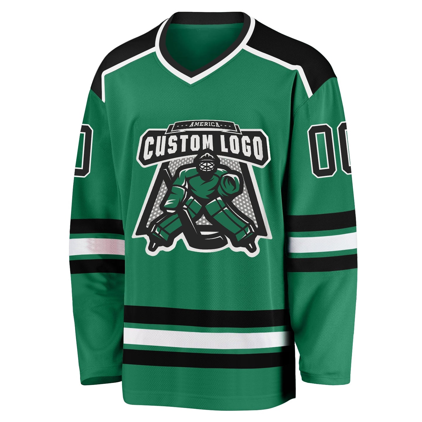 Custom Kelly Green Black-White Hockey Jersey - Sky-Custom