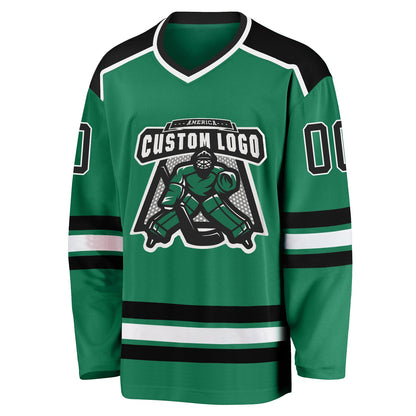 Custom Kelly Green Black-White Hockey Jersey - Sky-Custom