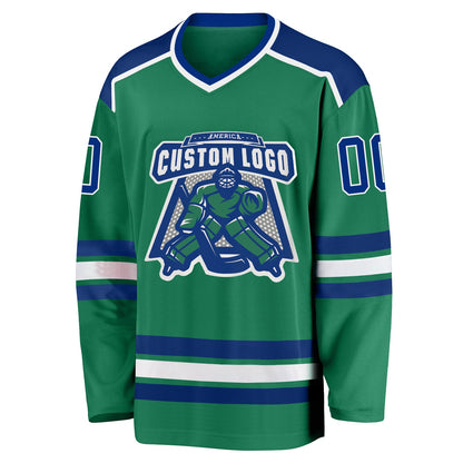 Custom Kelly Green Royal-White Hockey Jersey - Sky-Custom