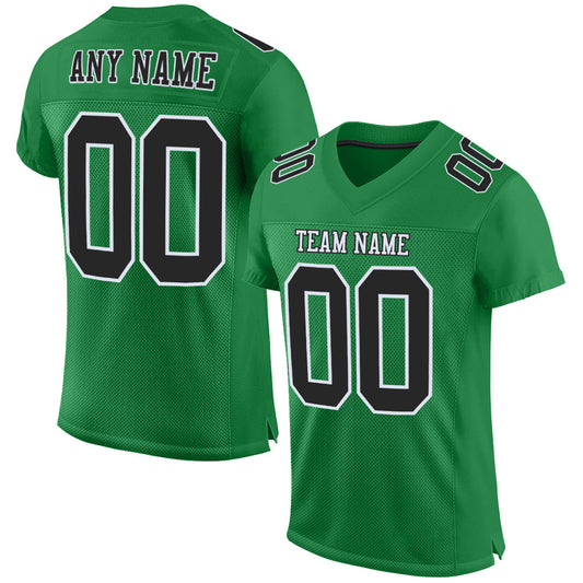 Custom Grass Green Black-White Mesh Authentic Football Jersey - Sky-Custom
