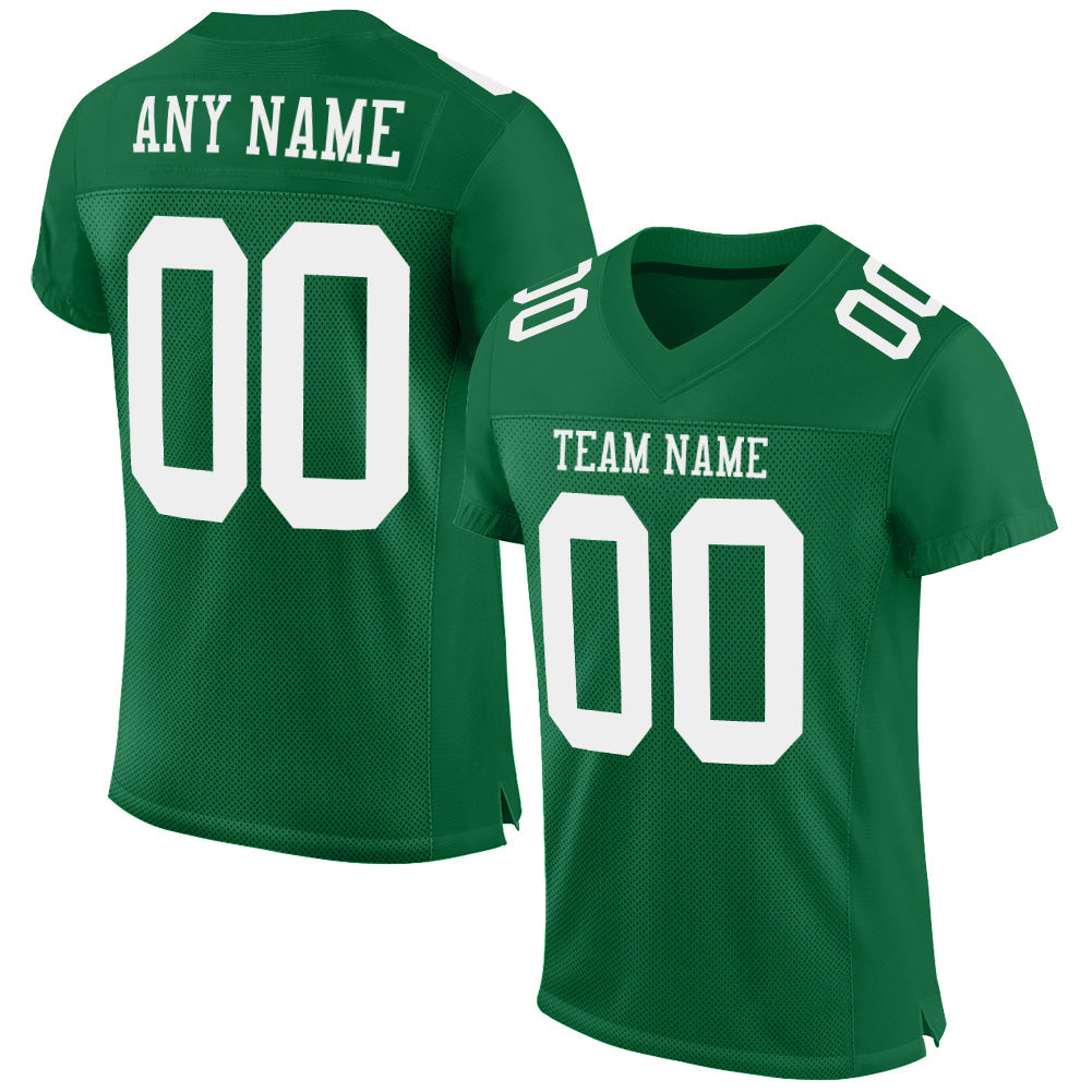 Custom Kelly Green White Mesh Authentic Football Jersey - Sky-Custom