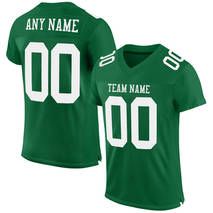 Custom Kelly Green White Mesh Authentic Football Jersey - Sky-Custom
