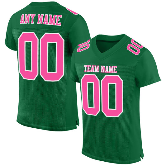 Custom Kelly Green Pink-White Mesh Authentic Football Jersey - Sky-Custom