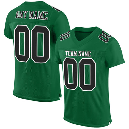 Custom Kelly Green Black-White Mesh Authentic Football Jersey - Sky-Custom