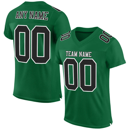 Custom Kelly Green Black-White Mesh Authentic Football Jersey - Sky-Custom