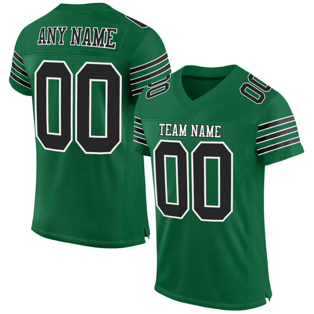 Custom Kelly Green Black-White Mesh Authentic Football Jersey - Sky-Custom