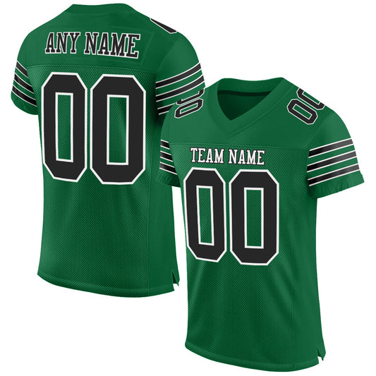 Custom Kelly Green Black-White Mesh Authentic Football Jersey - Sky-Custom