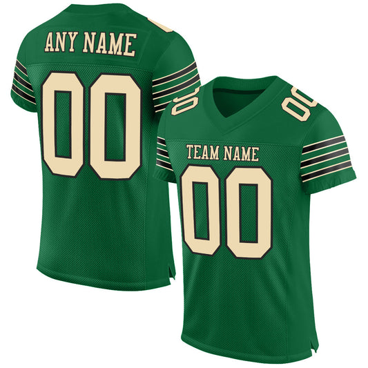 Custom Kelly Green Cream-Black Mesh Authentic Football Jersey - Sky-Custom