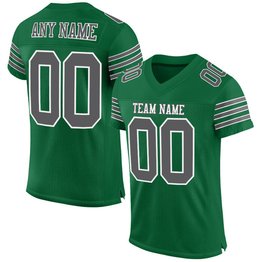 Custom Kelly Green Steel Gray-White Mesh Authentic Football Jersey - Sky-Custom