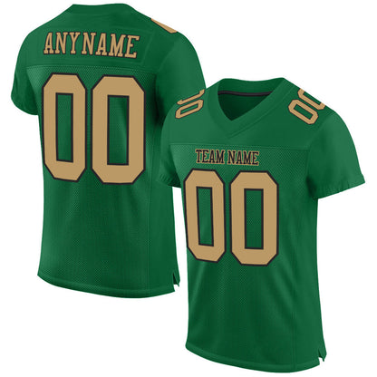 Custom Kelly Green Old Gold-Black Mesh Authentic Football Jersey - Sky-Custom