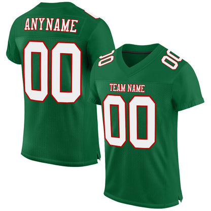 Custom Kelly Green White-Red Mesh Authentic Football Jersey - Sky-Custom