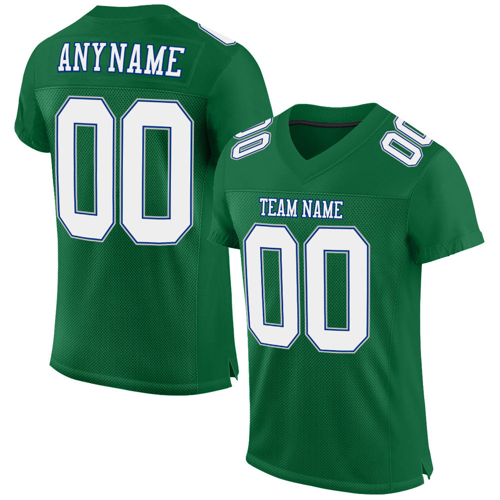Custom Kelly Green White Royal-Gray Mesh Authentic Football Jersey - Sky-Custom