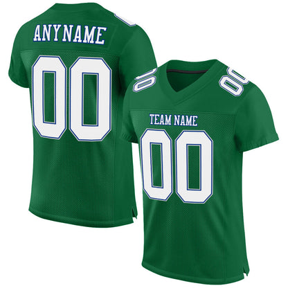 Custom Kelly Green White Royal-Gray Mesh Authentic Football Jersey - Sky-Custom