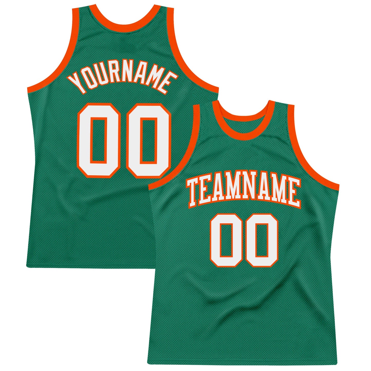 Custom Kelly Green White-Orange Authentic Throwback Basketball Jersey - Sky-Custom