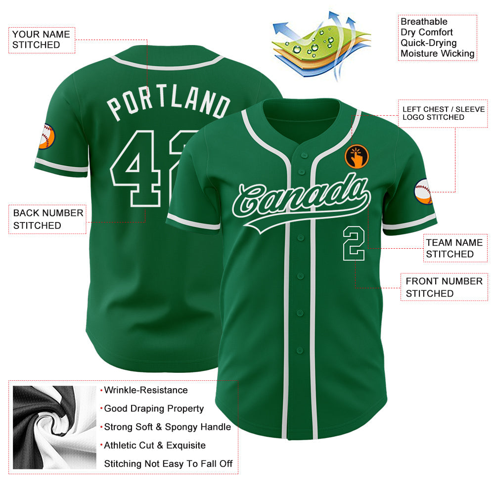 Custom Kelly Green Kelly Green-White Authentic Baseball Jersey - Sky-Custom