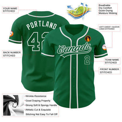 Custom Kelly Green Kelly Green-White Authentic Baseball Jersey - Sky-Custom